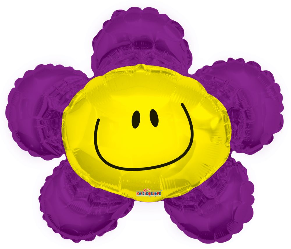 14" Smiley Flower Purple Balloon