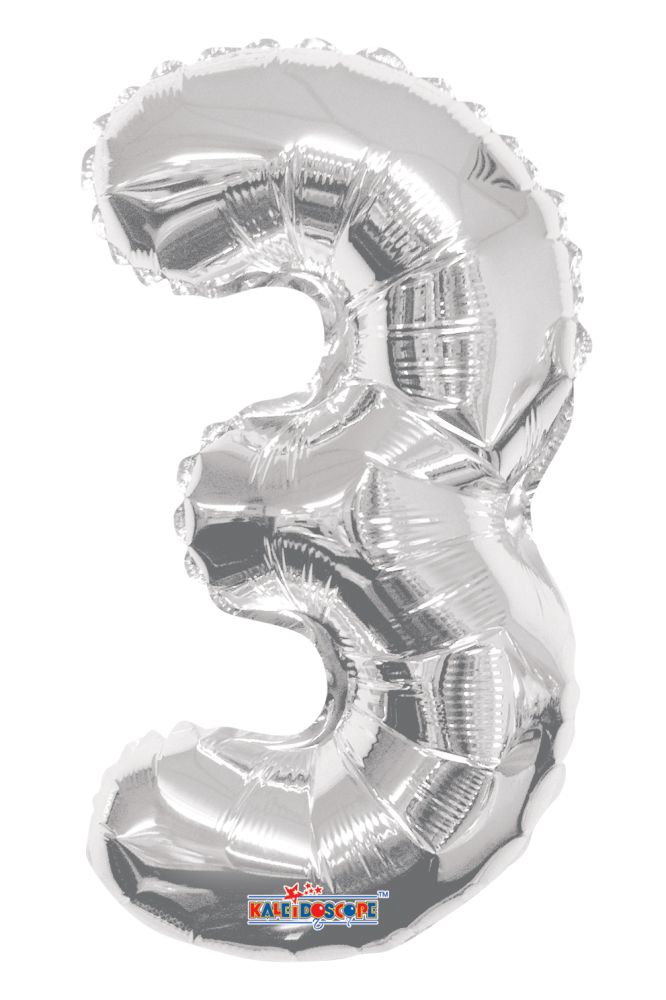 14" Silver Number 3 Balloon