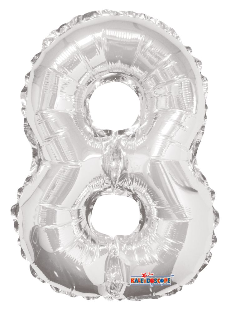 14" Silver Number 8 Balloon