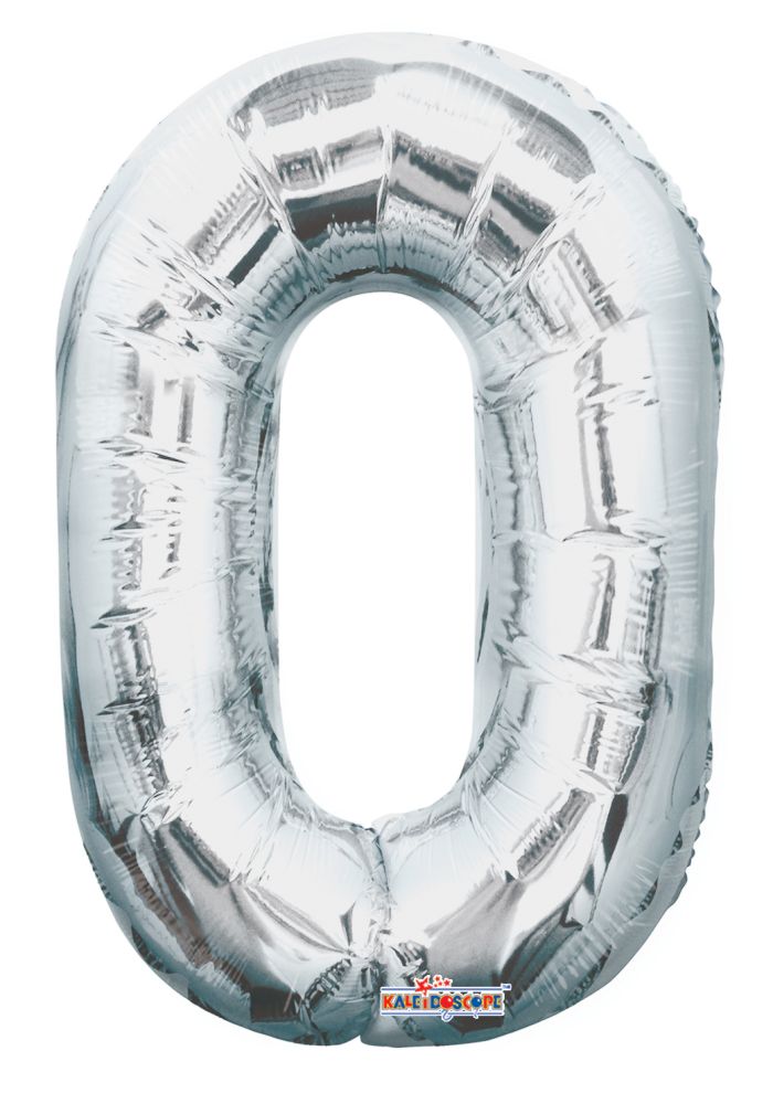 14" Silver Number 0 Balloon