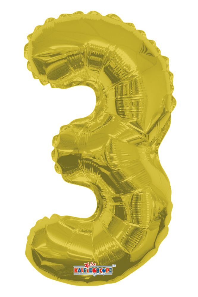 14" Gold Number 3 Balloon