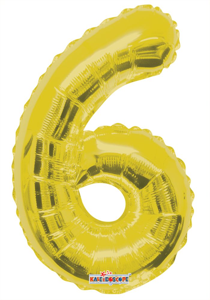 14" Gold Number 6 Balloon