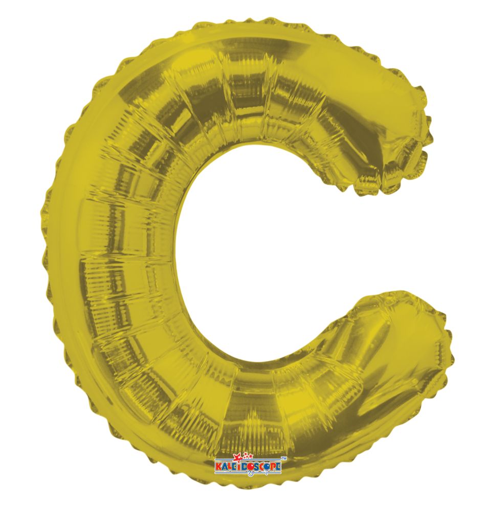 14" Gold Letter C Balloon