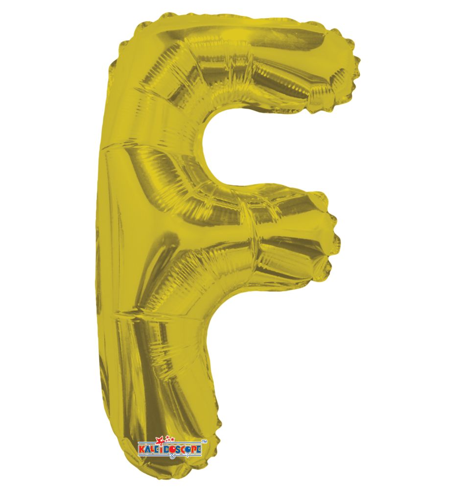 14" Gold Letter F Balloon