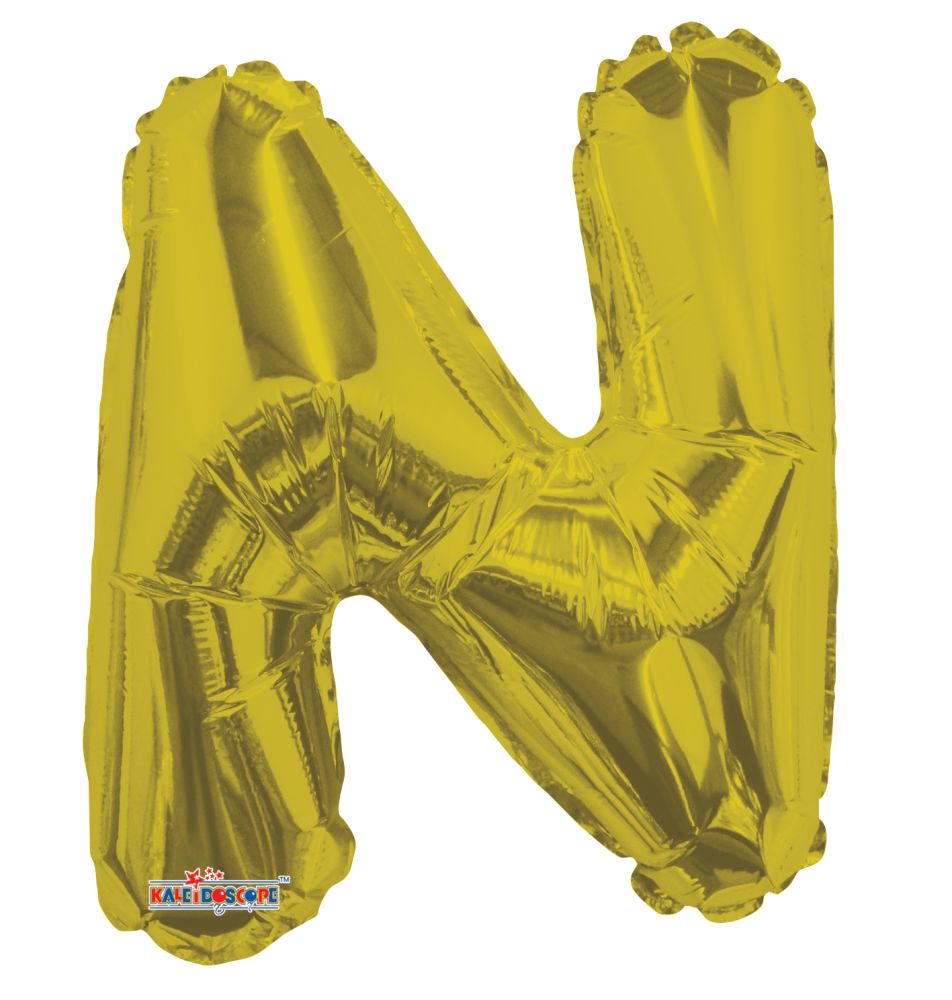 14" Gold Letter N Balloon