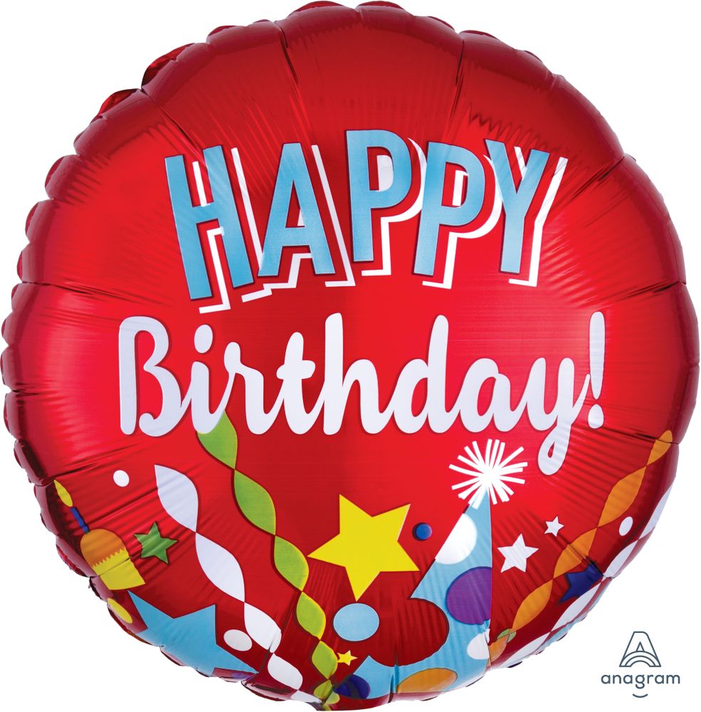 18" Festive Happy Birthday Balloon