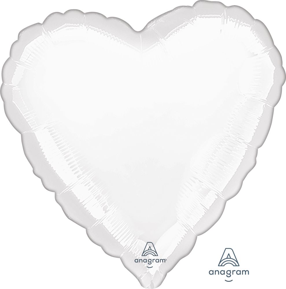 28" Metallic White Heart (non-packaged) Balloon