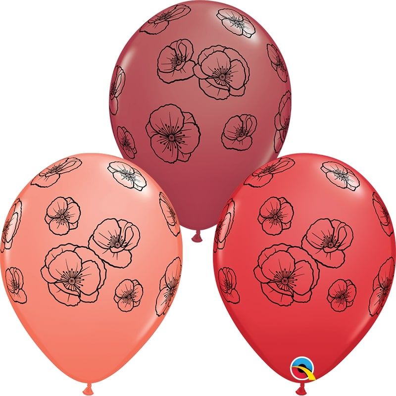 11" Pretty Poppies Balloons