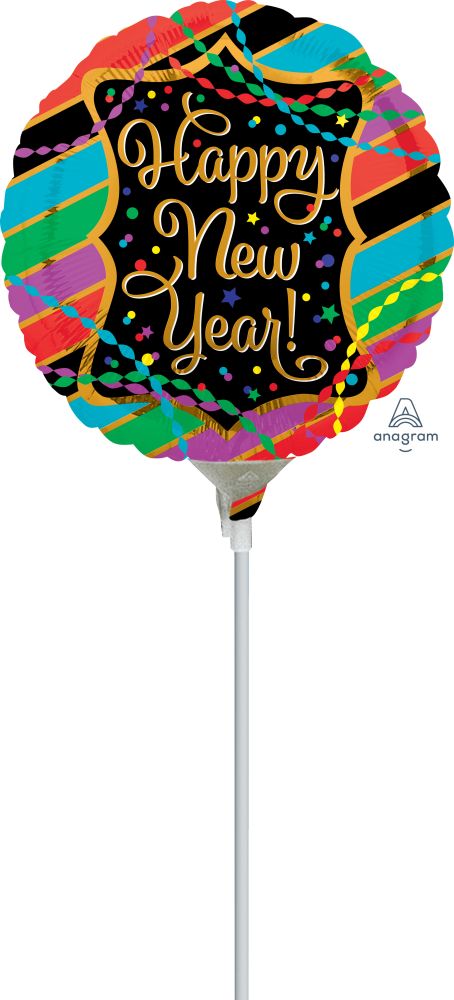 04" Happy New Year Streamers & Stripes Balloon