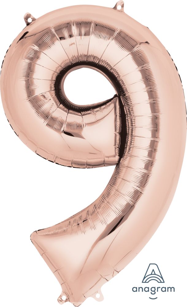 34" Rose Gold Number 9 Balloon