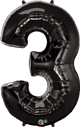 34" Black Number 3 Balloon