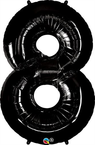 34" Black Number 8 Balloon