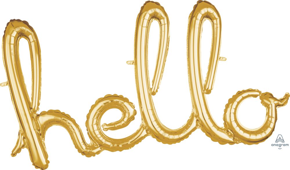 Script Phrase Hello Gold Balloon