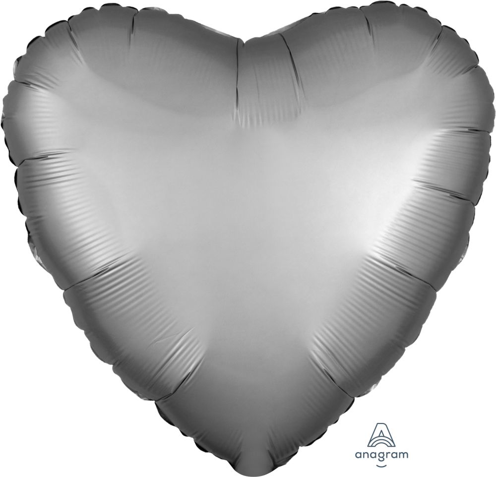 18" Satin Luxe Platinum Heart (non-packaged) Balloon