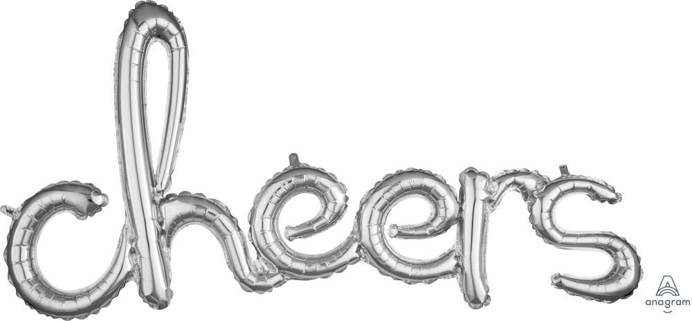 Script Phrase Cheers Silver Balloon