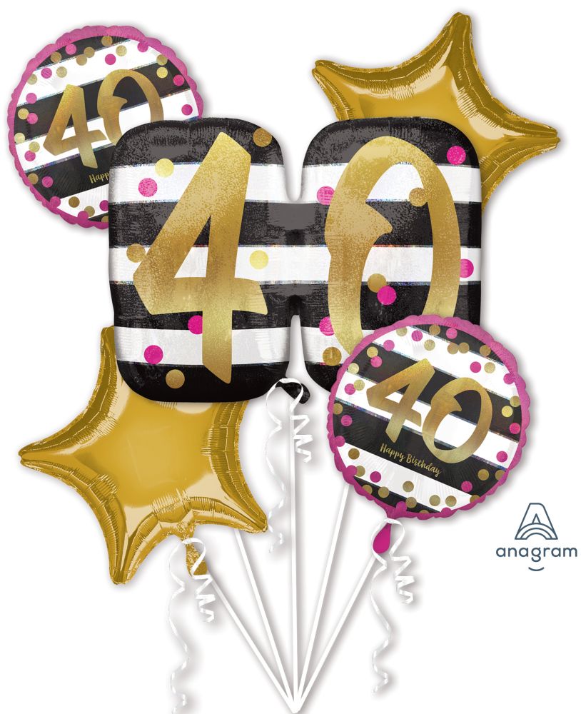 Balloon Bouquet Pink & Gold Milestone 40