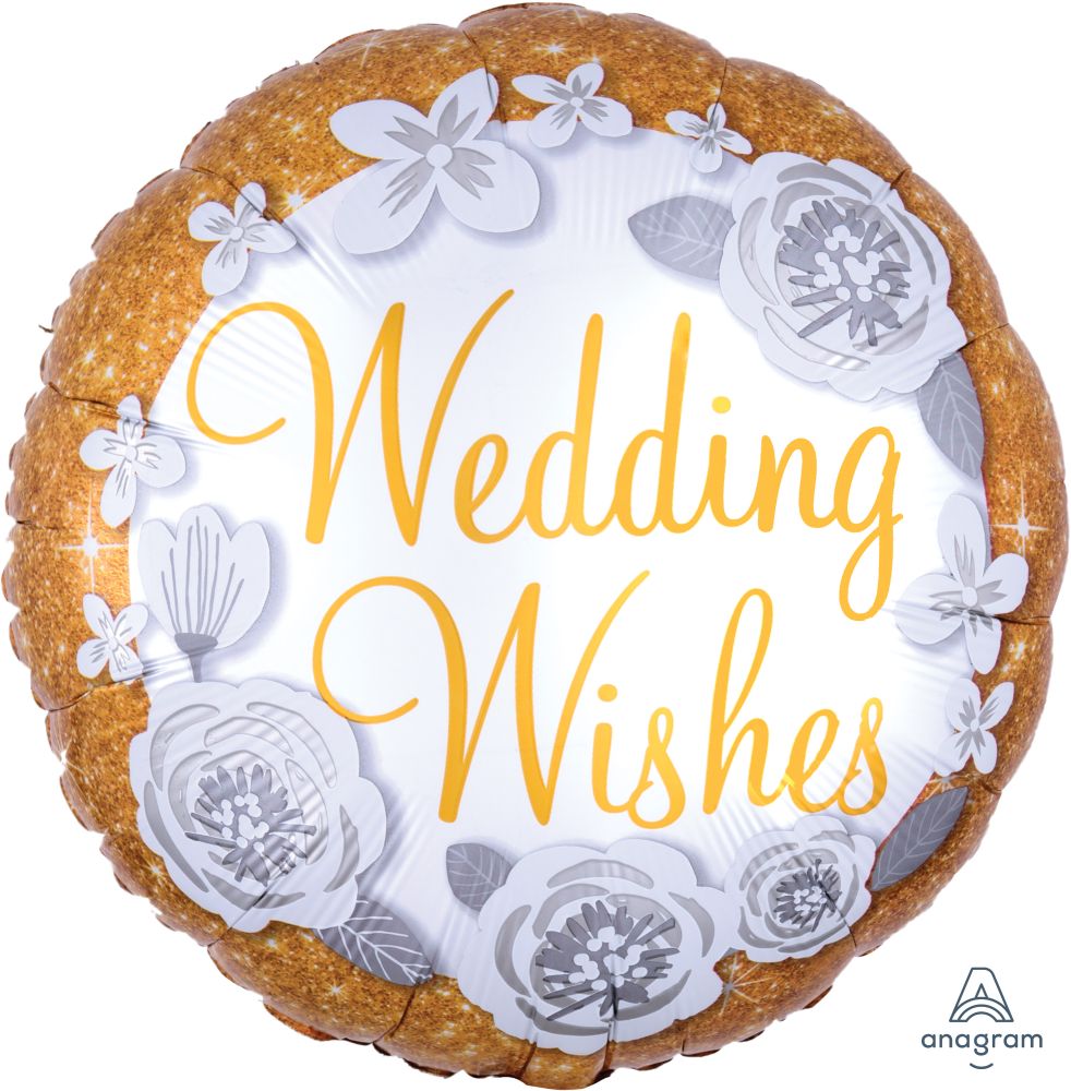 18" Wedding Wishes Gold & Silver Balloon