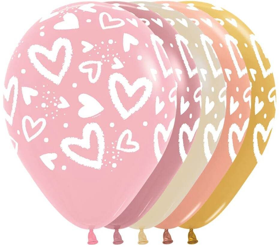 11" Chalk Hearts Fashion Assortment (50pcs) Balloons