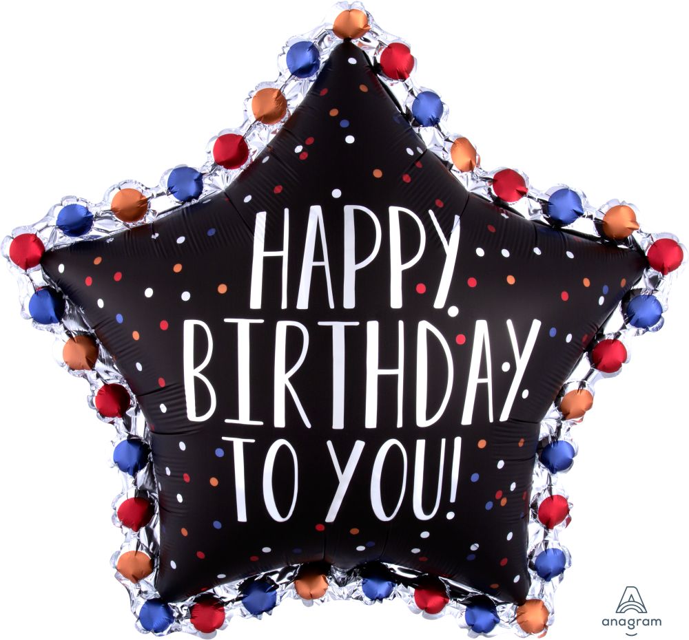 SuperShape Happy Birthday to You Satin Star Balloon