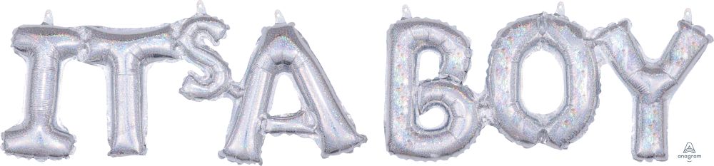 Phrase It's A Boy Holographic Balloon
