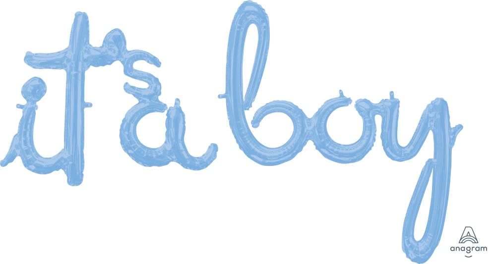 Script Phrase It's A Boy Pastel Blue Balloon