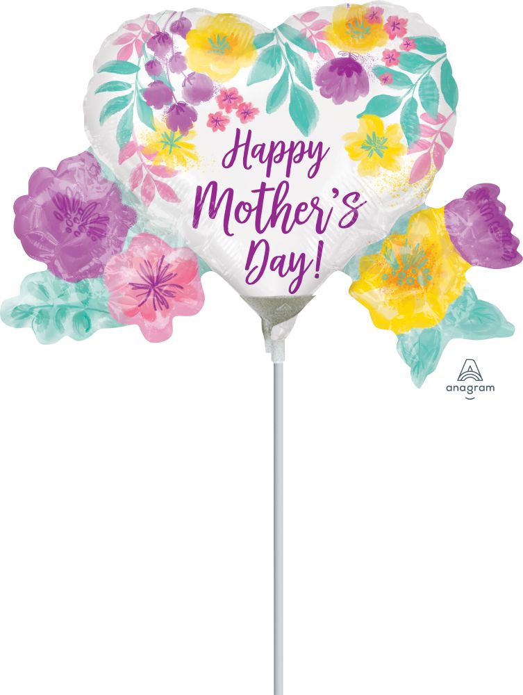 Mini Shape Happy Mothers Day Watercolor Flowers Balloon