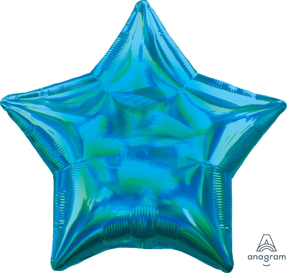 18" Iridescent Cyan Star Balloon