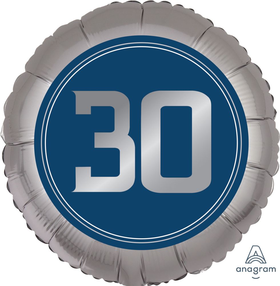 18" Satin Happy Birthday Man 30 Balloon