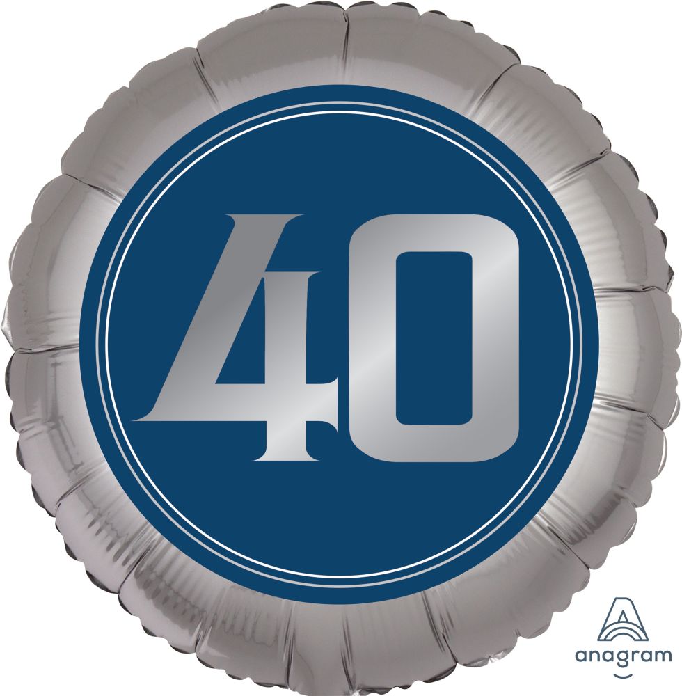 18" Satin Happy Birthday Man 40 Balloon