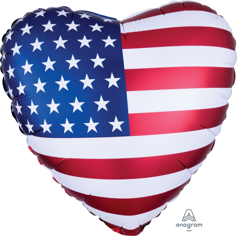 18" Satin Heart Flag Balloon