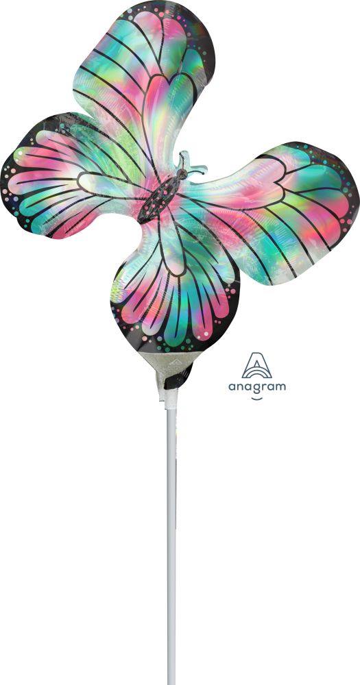 Mini Shape Iridescent Teal & Pink Butterfly Balloon