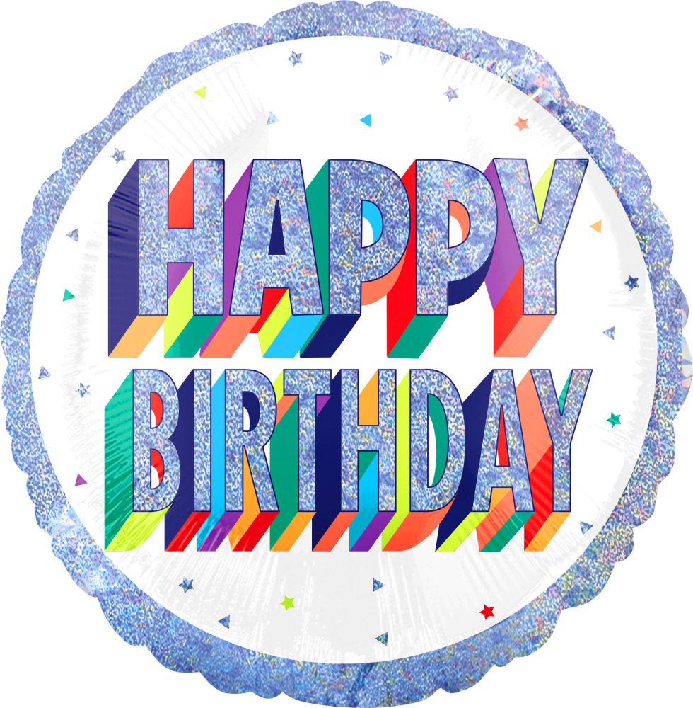 18" Holographic Here's to Your Birthday Balloon