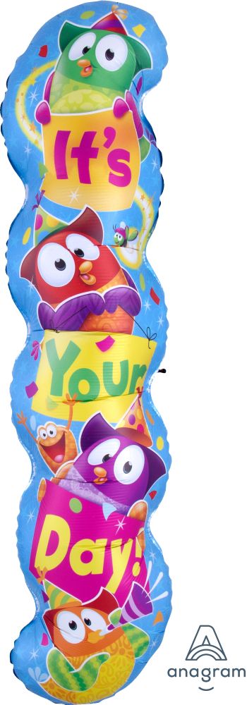 Supershape Trend Owl-Stars Happy Birthday Balloon