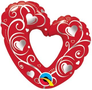 14" Hearts and Filigree Red Balloon