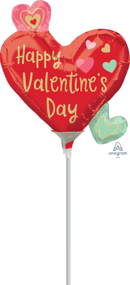 MiniShape Happy Valentines Day Heart Trio Balloon