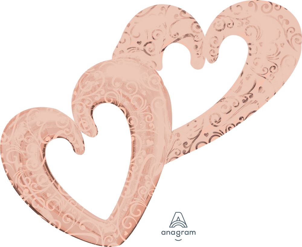 Multi-Balloon Interlocking Hearts Rose Gold