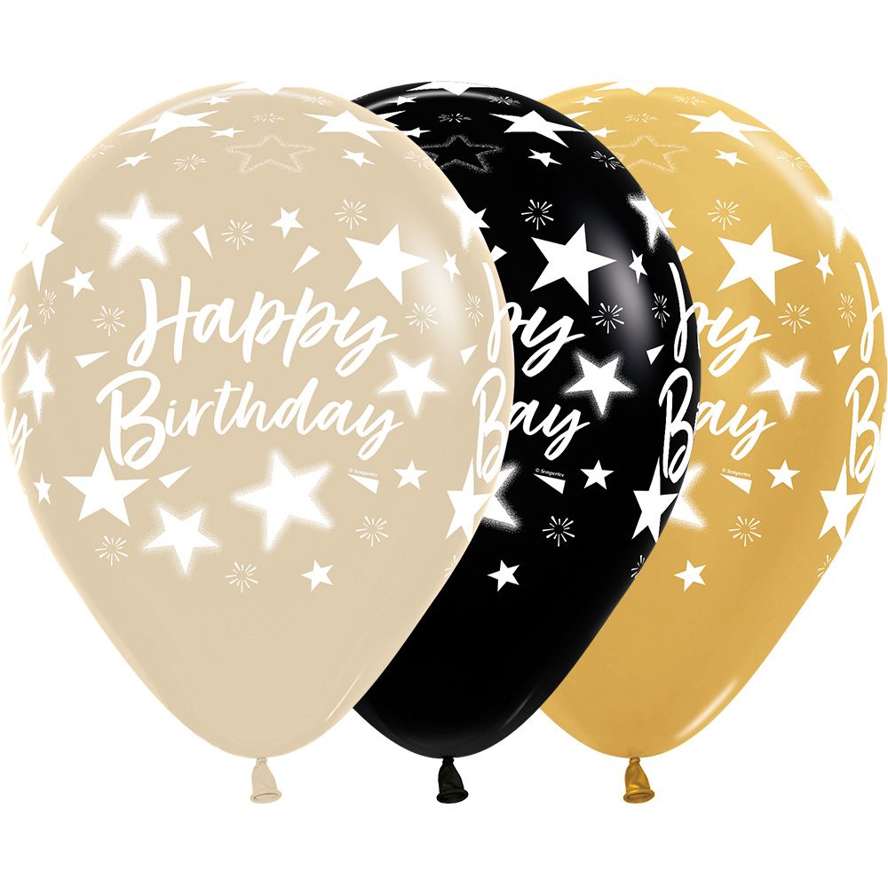 11" Happy Birthday Star & Metallic Assortment (50pcs) Balloons