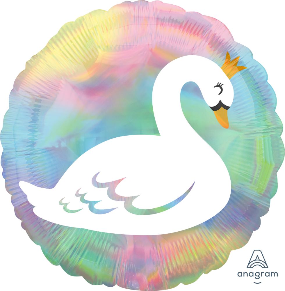 18" Iridescent Pastel Swan Balloon
