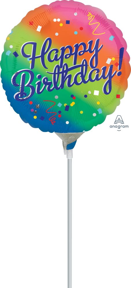 09" Happy Birthday Fancy Type Rainbow Balloon