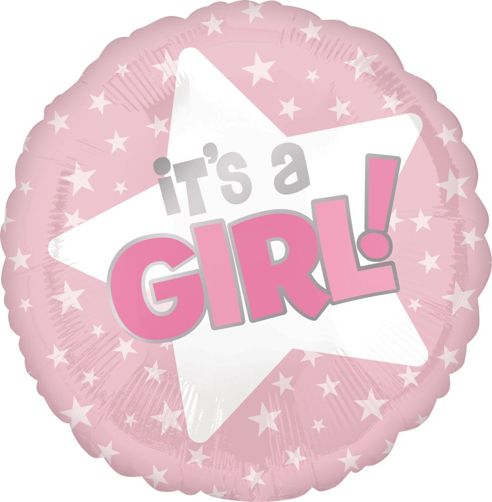 18" Its A Girl Pink Star Balloon