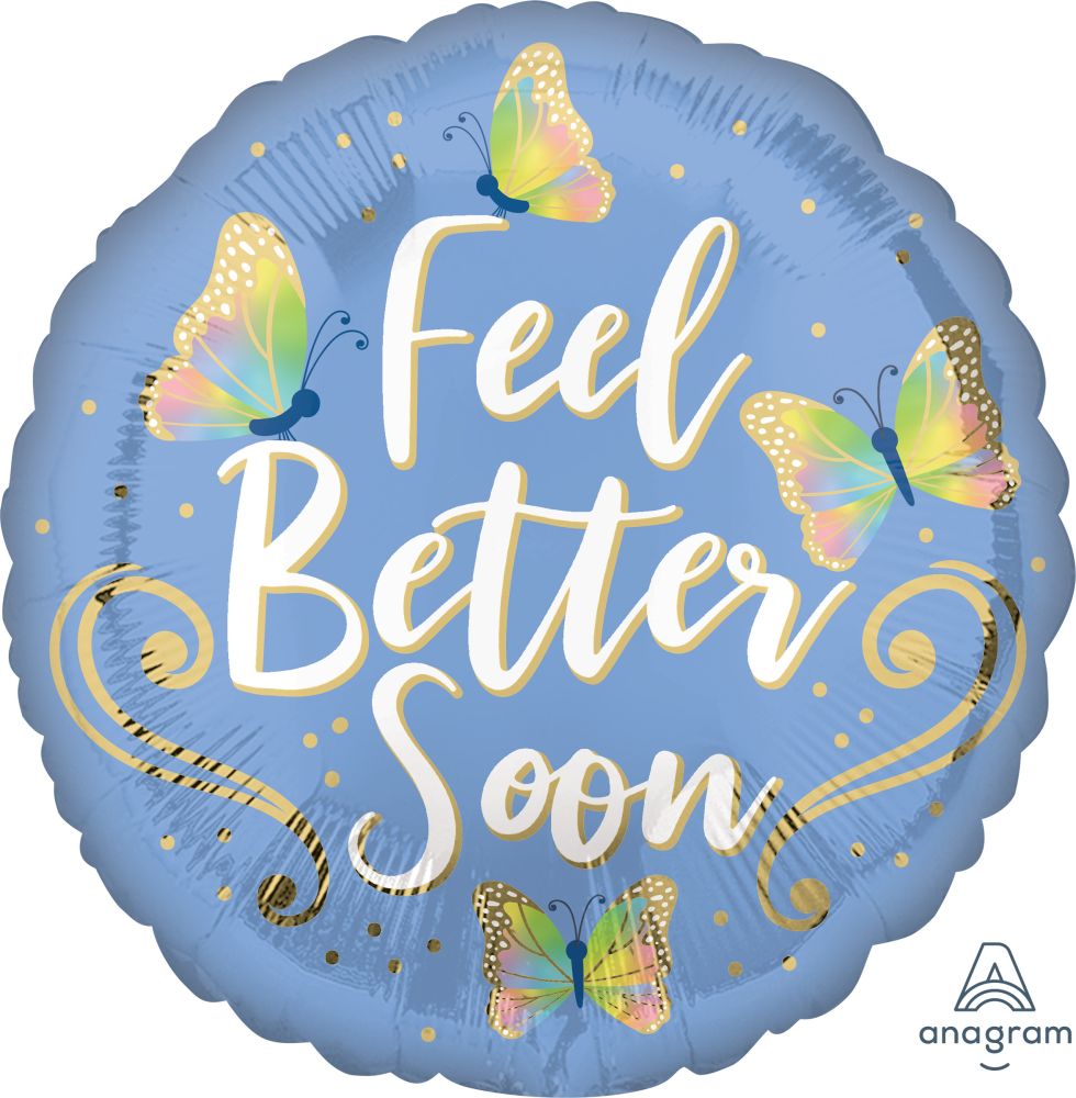 18" Feel Better Butterflies Balloon