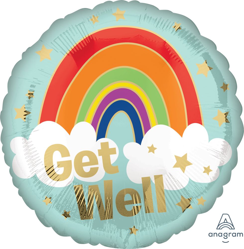 18" Get Well Golden Rainbow Balloon
