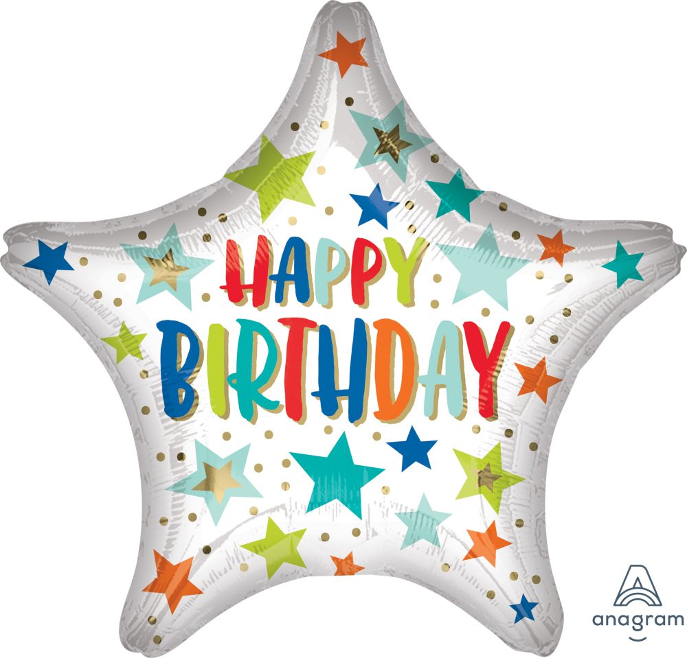 Jumbo Happy Birthday Day Stars and Dots Balloon