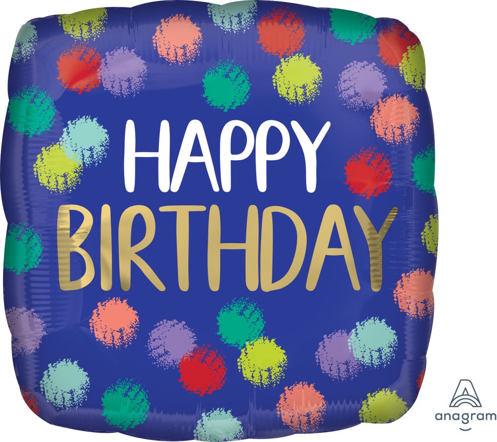 18" Brushed Happy Birthday Balloon