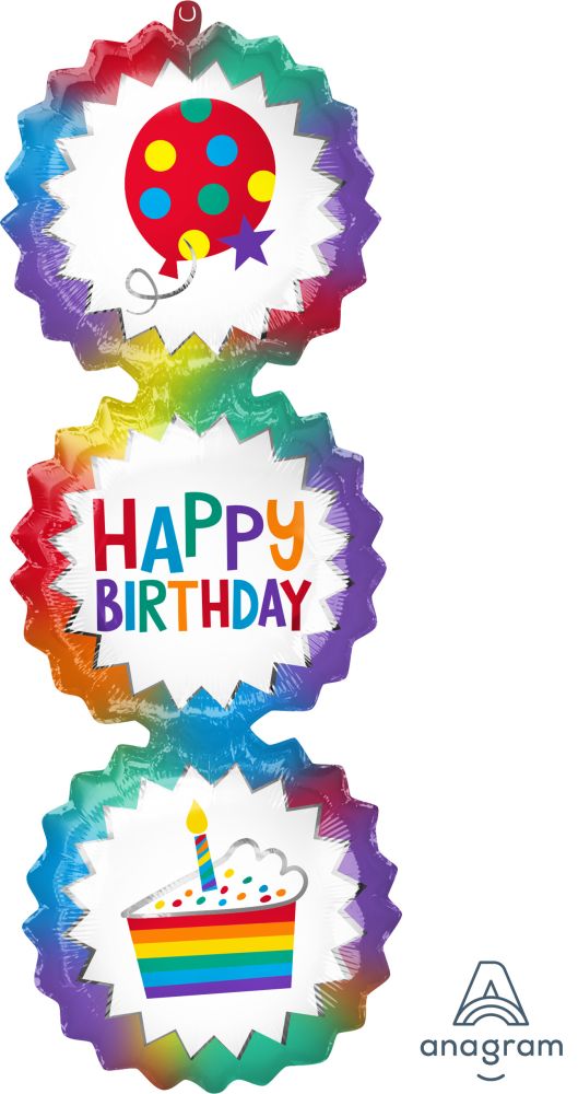 SuperShape Happy Birthday Day Ombre Bursts Balloon