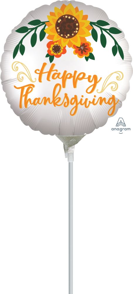 09" Happy Thanksgiving Satin Infused Floral Balloon