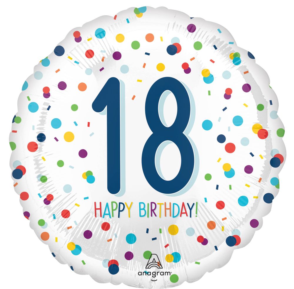 Standard Confetti Birthday 18 Balloon