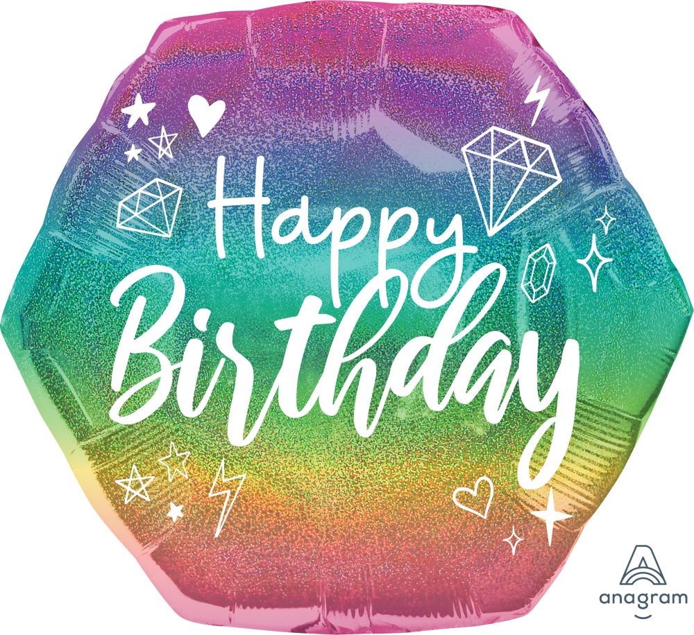SuperShape Iridescent Sparkle Birthday Balloon