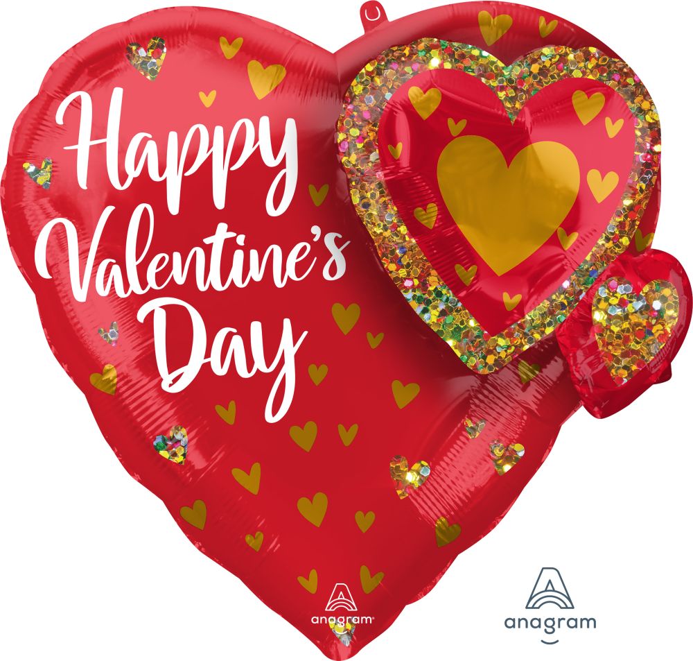 Multi-Balloon Happy Valentines Day Glitter Garland