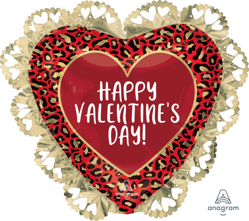 SuperShape Intricates Happy Valentines Day Animal Print Balloon